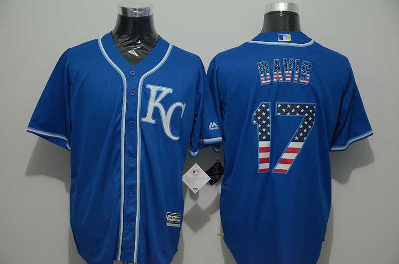 Kansas City Royals #17 Wade Davis Blue USA Flag Fashion Stitched MLB Jersey,We sell and wholesale Kansas City Royals #17 Wade Davis Blue USA Flag Fashion Stitched MLB Jersey on line form chian!